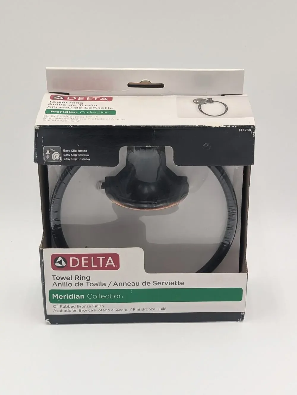 Delta 137238 Oil Rubbed Bronze Finish Towel Ring Meridian Collection New